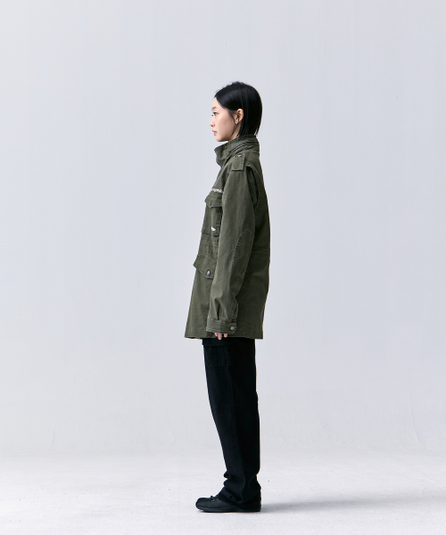 탄산 로고 워시드 필드자켓 (카키)