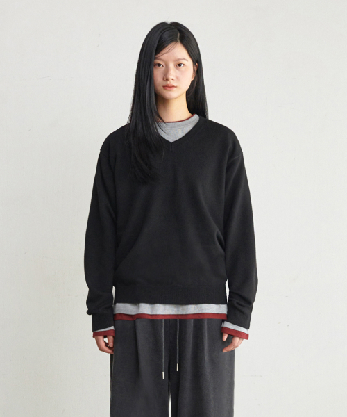 Unisex Soft Vneck Knit Black