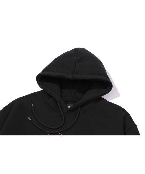 프렌즈 스티치 자수 후드티 블랙