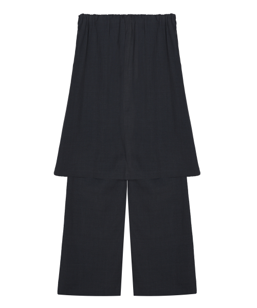PLEATED LAYERED SKIRT PANTS_CHARCOAL