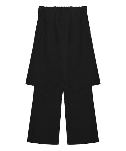 PLEATED LAYERED SKIRT PANTS_BLACK