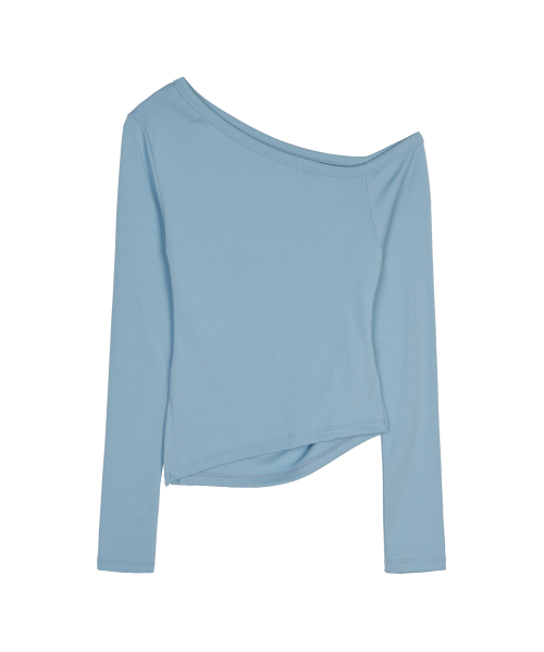 DIAGONAL OFF SHOULDER TOP_BLUE