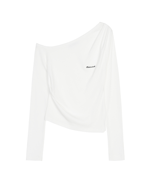 DIAGONAL OFF SHOULDER TOP_IVORY