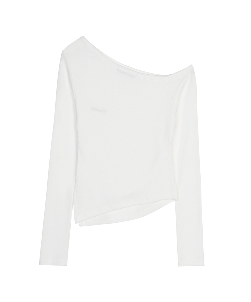 DIAGONAL OFF SHOULDER TOP_IVORY
