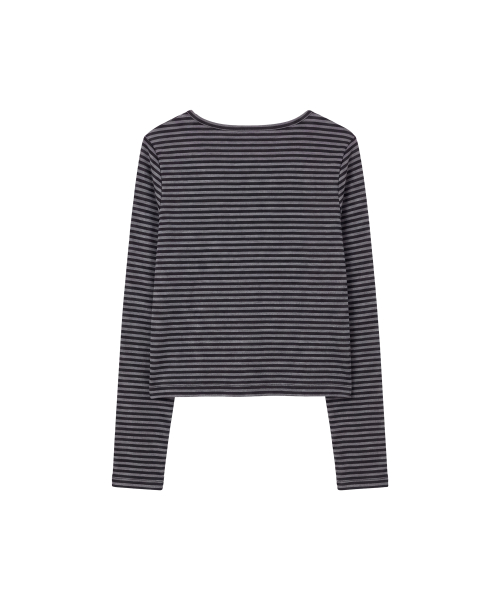 마고 스트라이프 가디건_블랙 & 그레이 Margo Stripe Cardigan_Black & Gray