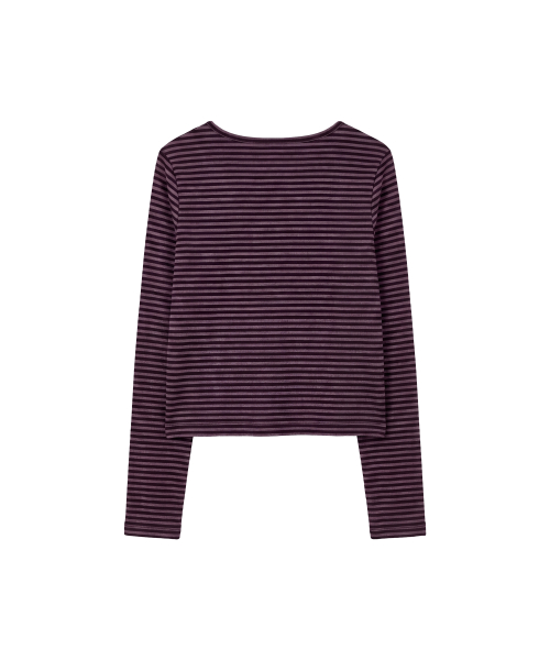 마고 스트라이프 가디건_퍼플 & 블랙 Margo Stripe Cardigan_Purple & Black