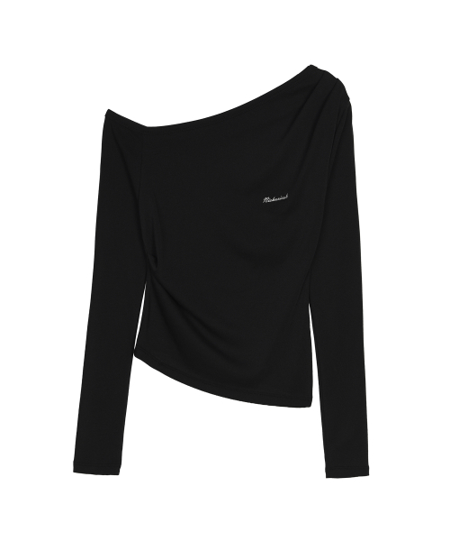 DIAGONAL OFF SHOULDER TOP_BLACK
