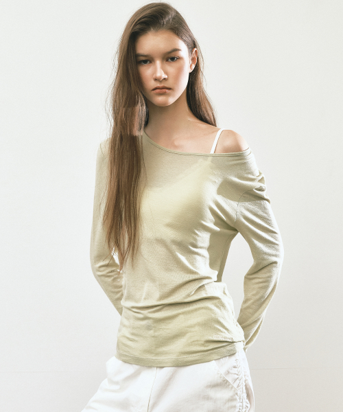 SHEER ROUND LONG SLEEVE TOP_MINT