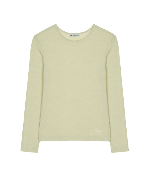 SHEER ROUND LONG SLEEVE TOP_MINT