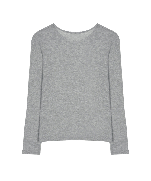 SHEER ROUND LONG SLEEVE TOP_GRAY