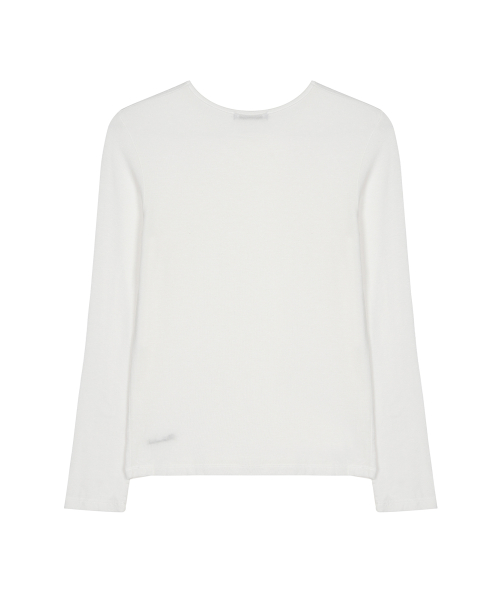 SHEER ROUND LONG SLEEVE TOP_IVORY