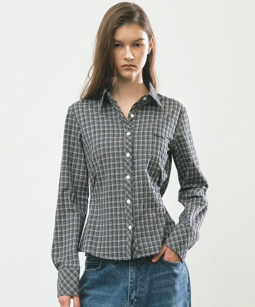 CHECK SLIM FIT SHIRT_BLACK