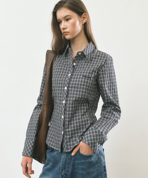 CHECK SLIM FIT SHIRT_BLACK