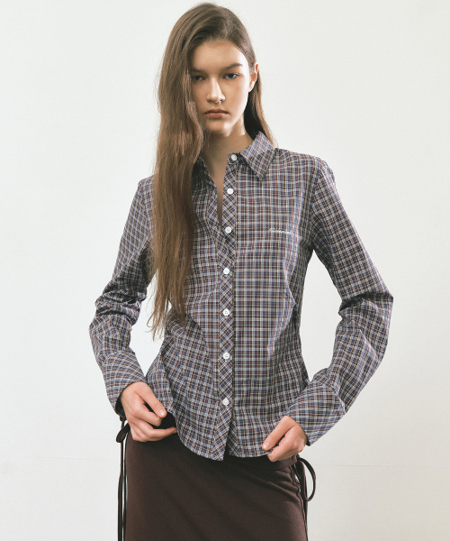 CHECK SLIM FIT SHIRT_BROWN