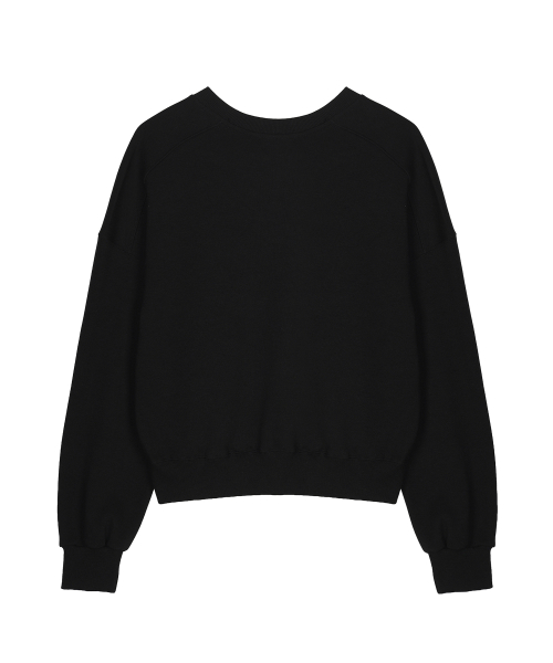 NICOLE LOGO V-NECK SWEATSHIRT_BLACK