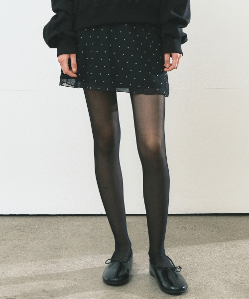 DOT MESH MINI SKIRT_BLACK
