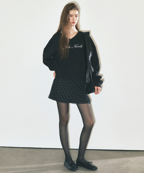 DOT MESH MINI SKIRT_BLACK