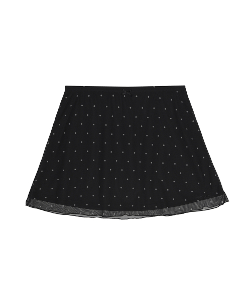 DOT MESH MINI SKIRT_BLACK