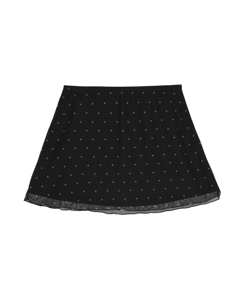 DOT MESH MINI SKIRT_BLACK
