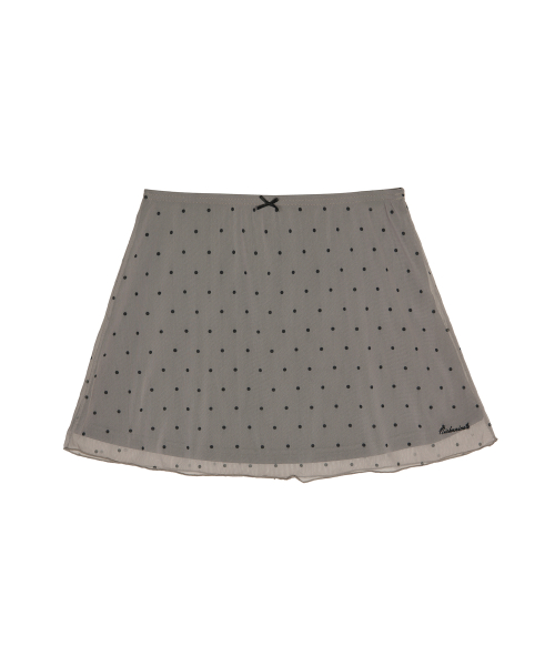 DOT MESH MINI SKIRT_GRAY
