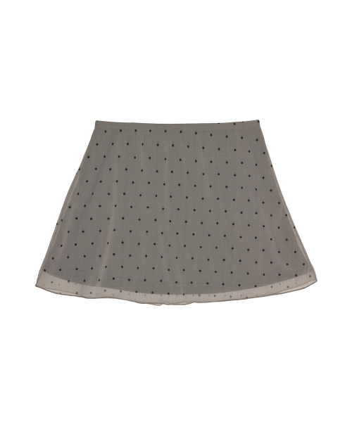 DOT MESH MINI SKIRT_GRAY
