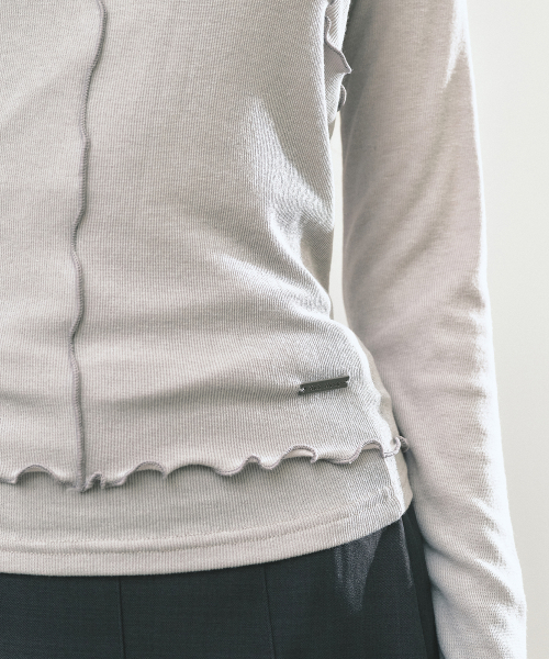 HALTER LAYERED SLEEVE TOP_LIGHT GRAY