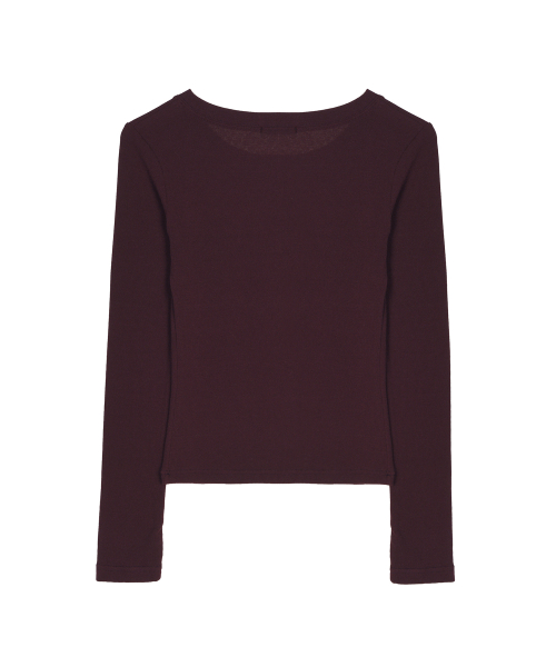BUTTON HENLEY LONG SLEEVE TOP_WINE