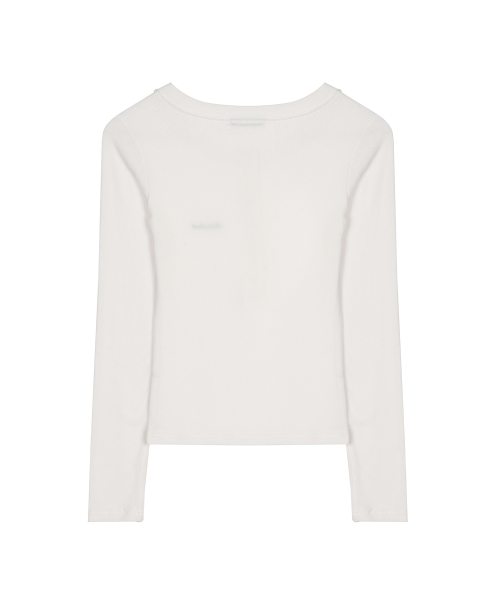 BUTTON HENLEY LONG SLEEVE TOP_IVORY