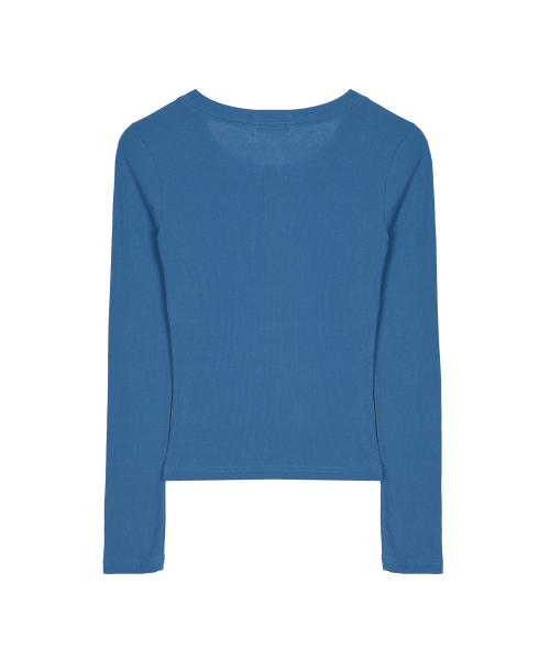 BUTTON HENLEY LONG SLEEVE TOP_BLUE