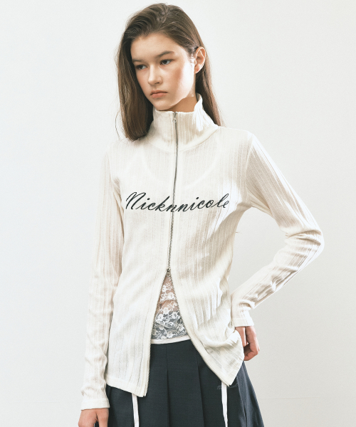 NICOLE HIGH NECK ZIP-UP TOP_IVORY