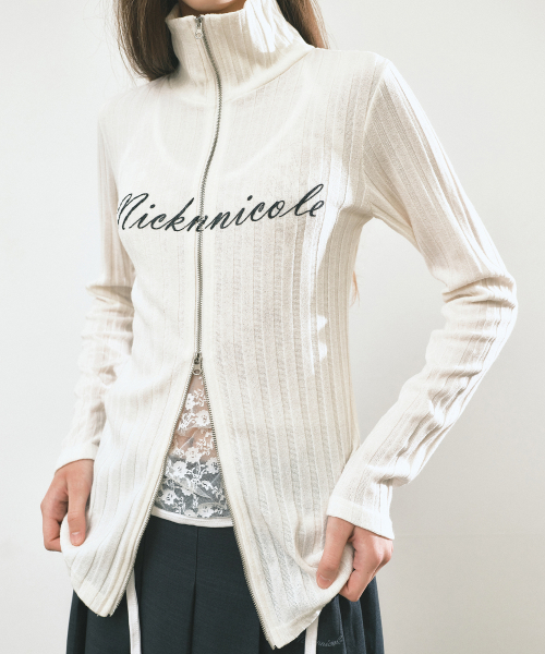 NICOLE HIGH NECK ZIP-UP TOP_IVORY