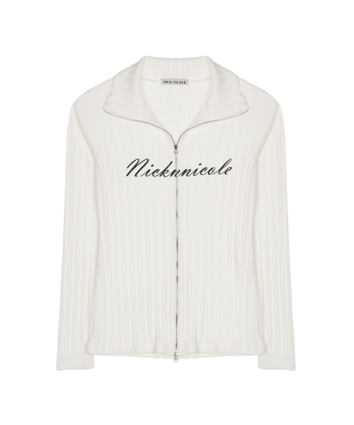 NICOLE HIGH NECK ZIP-UP TOP_IVORY