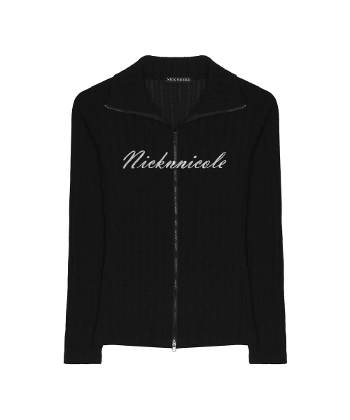 NICOLE HIGH NECK ZIP-UP TOP_BLACK