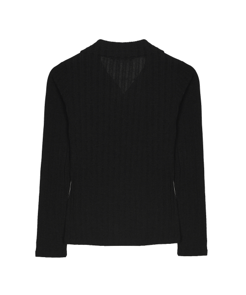 NICOLE HIGH NECK ZIP-UP TOP_BLACK