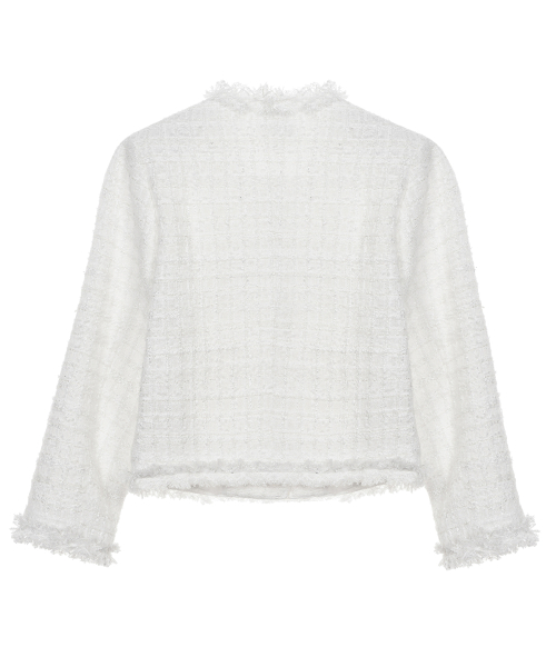 FRINGED TWEED JACKET_IVORY