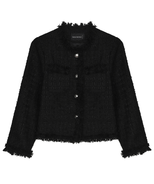 FRINGED TWEED JACKET_BLACK