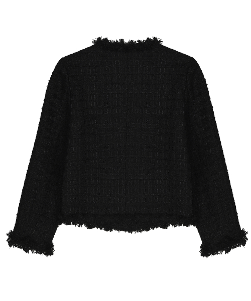 FRINGED TWEED JACKET_BLACK