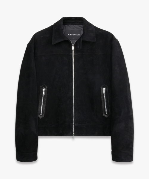 Cow Suede Leather Swing Jacket BLACK