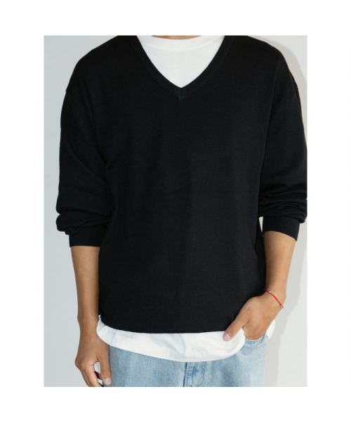 [Unisex] Cash V Neck Knit Top Black (TA6751U015)