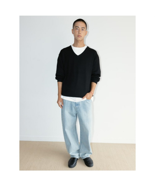 [Unisex] Cash V Neck Knit Top Black (TA6751U015)