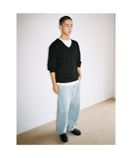[Unisex] Cash V Neck Knit Top Black (TA6751U015)