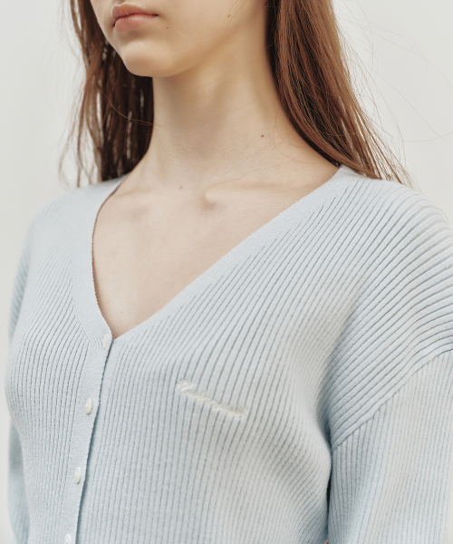 RIBBED V NECK CARDIGAN_SORA