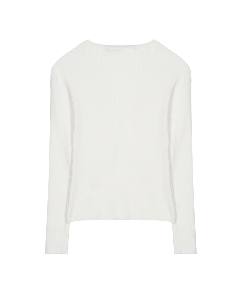 RIBBED V NECK CARDIGAN_IVORY