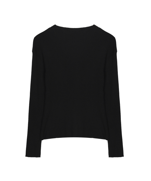 RIBBED V NECK CARDIGAN_BLACK