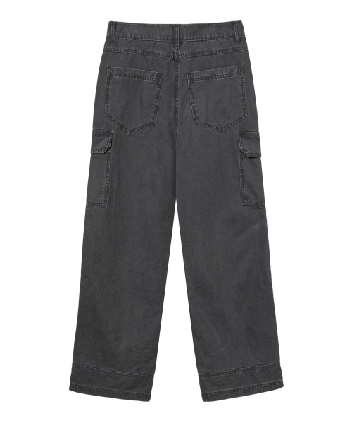 VINTAGE WASHED CARGO PANTS IN CHARCOAL