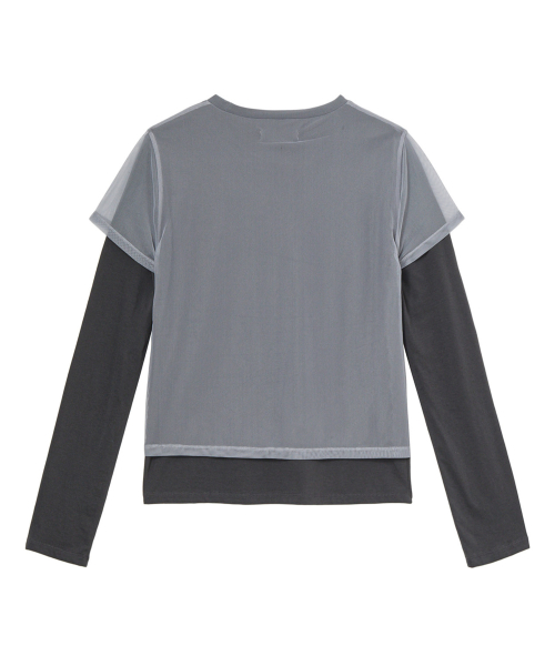 SEE-THROUGH LAYERED LONG SLEEVE IN CHARCOAL