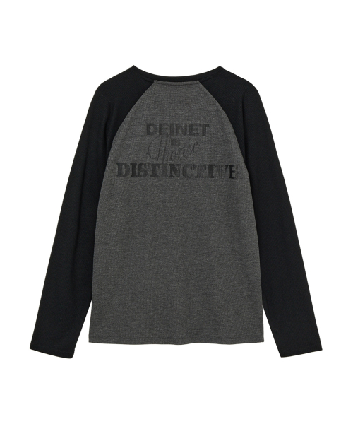 WAFFLE RAGLAN LONG SLEEVE IN CHARCOAL