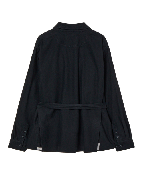 FRAYED COTTON SHIRT IN BLACK