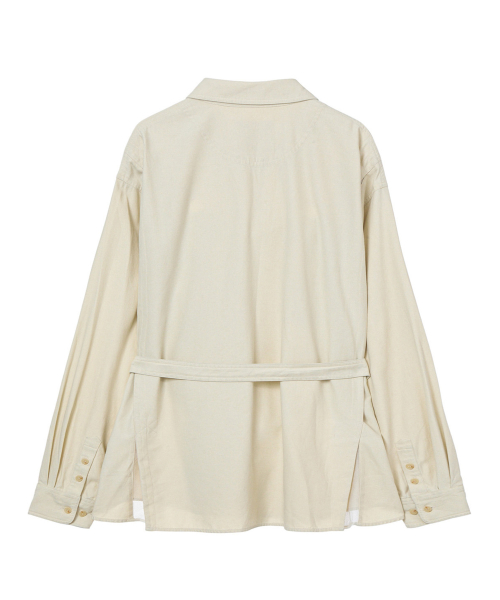 FRAYED COTTON SHIRT IN OATMEAL