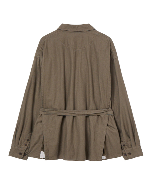 FRAYED COTTON SHIRT IN BROWN